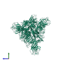 Spike glycoprotein in PDB entry 5x5b, assembly 1, side view.