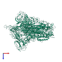 Spike glycoprotein in PDB entry 5x5b, assembly 1, top view.