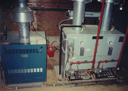 Photo of biogas boiler. Biogas can be fired directly in boilers or heaters as a replacement for propane