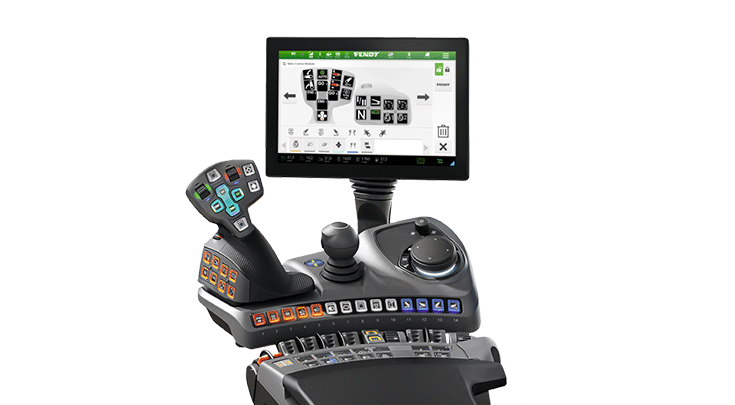 Ajuste Profi+ 1 del Fendt 500 Vario con terminal de 12" y joystick.