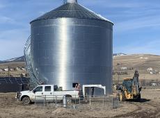 Grain bin under construction