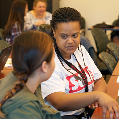 Counselor helping student