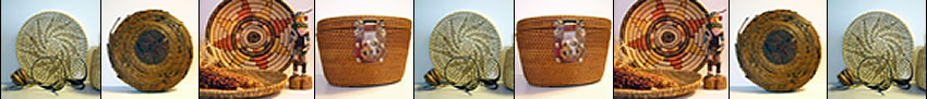 Baskets made of various plant fibers.
