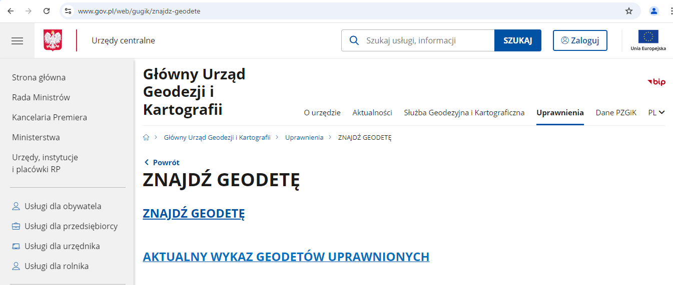 Nowa usługa API do wyszukiwania geodetów uprawnionych