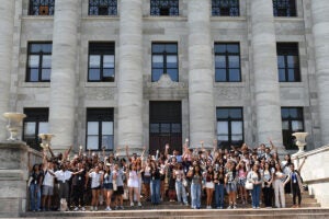 Youth Climate Summit-group shot on steps of Harvard Medical School's Gordon Hall