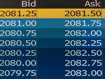 Bid and ask chart on digital screen