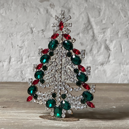 Nostalgic Jeweled Slim Green & Red Crystal Tree