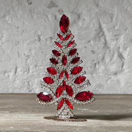 Nostalgic Jeweled Clear & Red Blue Crystal Tree