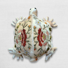 Sophia Silk Velvet Embroidered Small Turtle in Rose Quartz