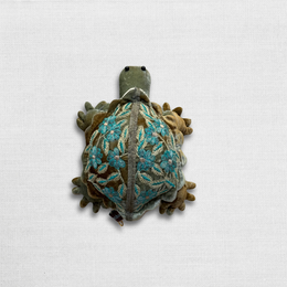 Moira Silk Velvet Embroidered Mini Turtle in Shaded Lake