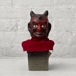 Papier-Mâché Devil Head on Chimney Candy Box