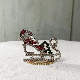 Nostalgic Small Glass Jeweled Santa in Sleigh