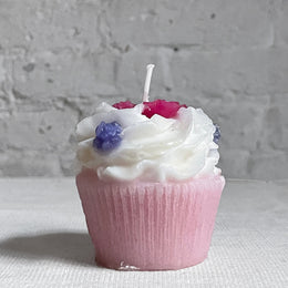 Vanilla Frosting with Flowers Cupcake Candle