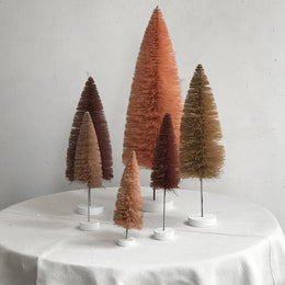 Set of 6 Rainbow Bottle Brush Trees in Rose