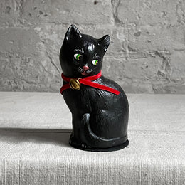 Papier Mâché Black Cat with Bell