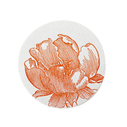 Set of 8 Letterpress Orange Tulip Coasters