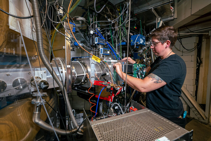 Scientist Jacklyn Gates at the Berkeley Gas-filled Separator used to separate atoms of element 116, livermorium.