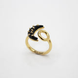 Elizabeth Archival Studded Black Resin Adjustable Circle Ring