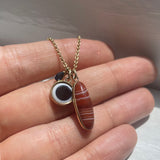 Elizabeth Banded Agate Evil Eye Sapphire Teardrop Necklace