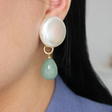 50's Faux Pearl Clip-Ons Jadeite Earrings