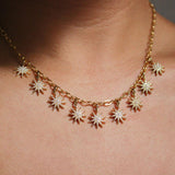 Electra Shimmer 9-Star Necklace - Gold & Pearl