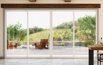 V300 Patio Door in a dining room.