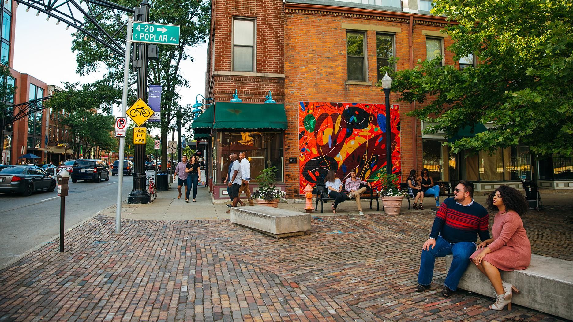 Corner of busy street