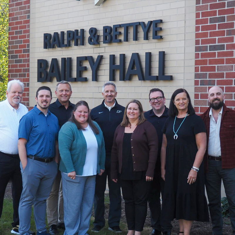 Purdue Musical Organizations staff standing for a group photo. 