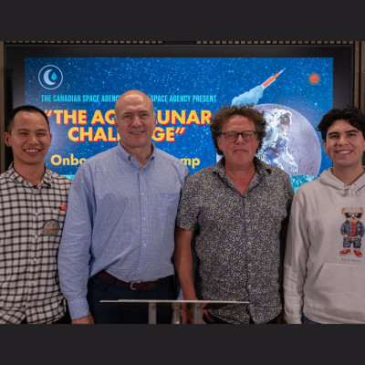 AquaLunarPure team: Jincheng Wu, Dr Stoyan Smoukov, Dr Edo Boek and Farid Bustos (c) UK Space Agency