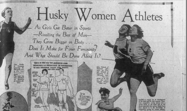 A newspaper clipping with the headline: Husky Women Athletics