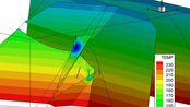 Grafik: Vermuteter Temperaturverlauf geologischer Störzonen nach 30 Jahren Betriebszeit