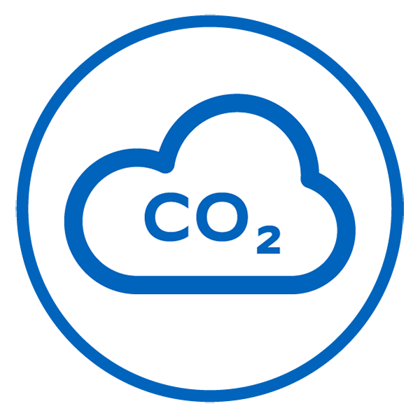 Icon showing a cloud with CO2 in the middle