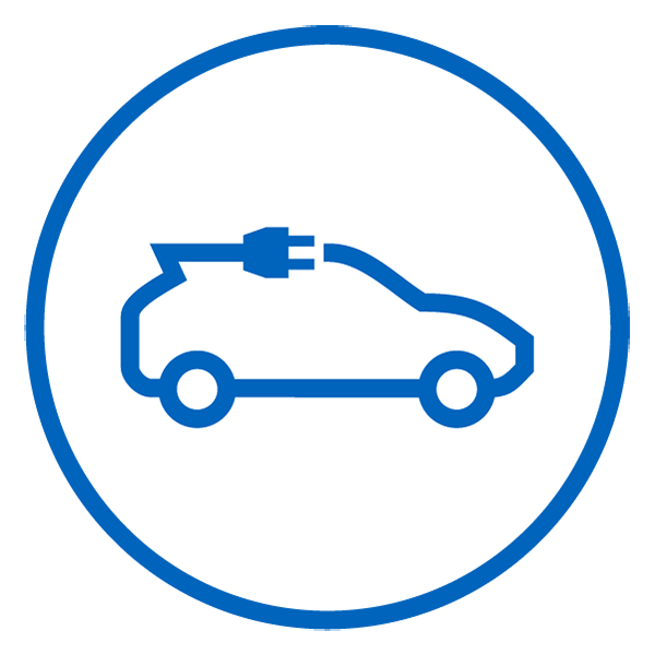 Icon showing an electric vehicle