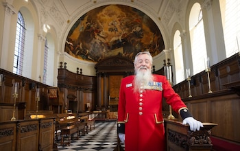 John Byrne QVRM inside the Wren Chapel