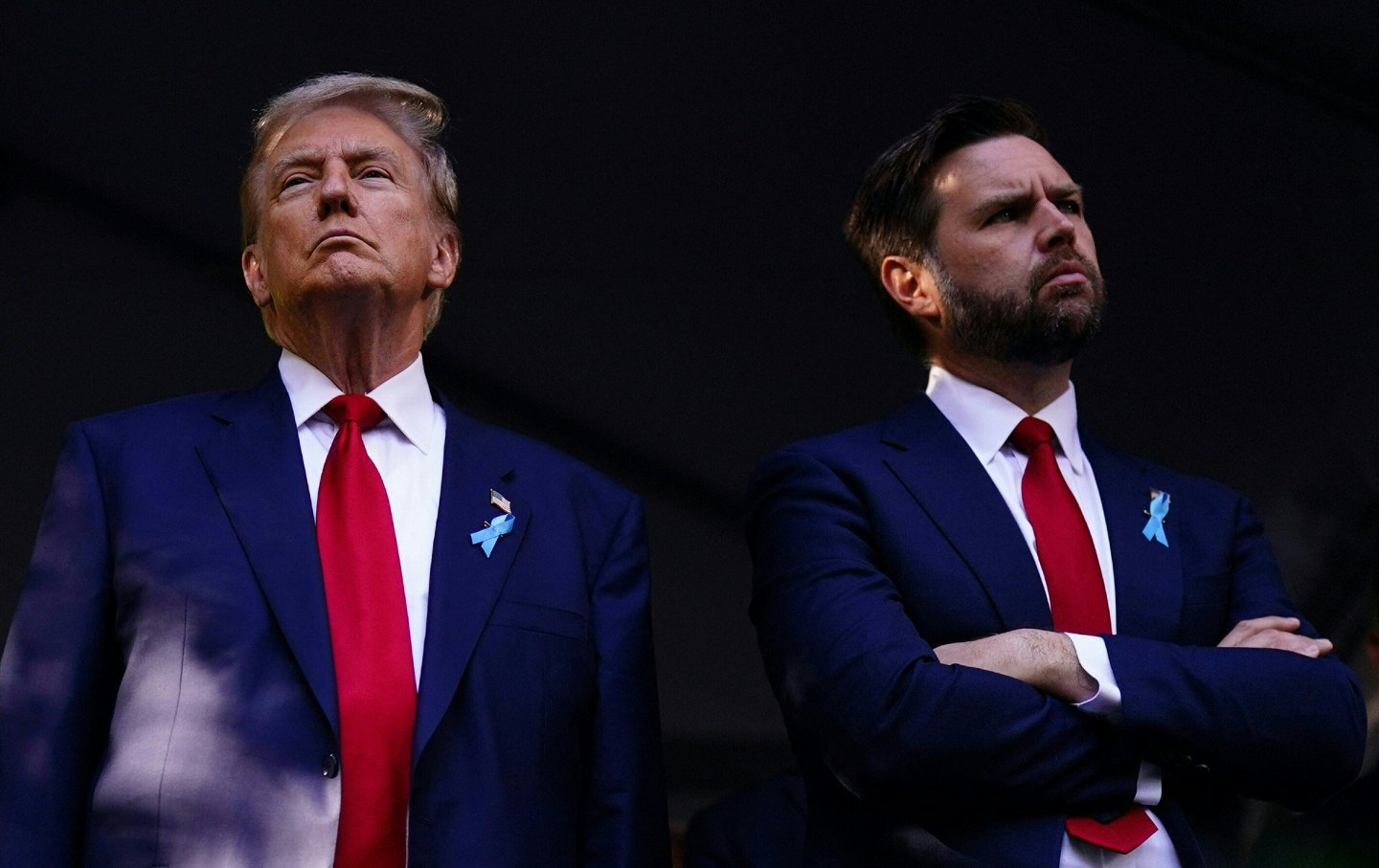 Former president Donald Trump and Ohio Senator JD Vance attend a remembrance ceremony on the 23rd anniversary of the September 11, 2001, attacks, in New York City.