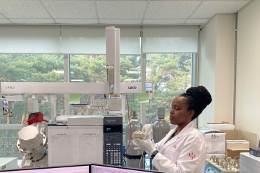 Sylvia Wairimu Maina, a PhD scholar at Sokoine University, Tanzania, conducting research 