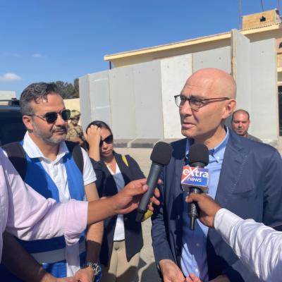 Le Haut-Commissaire aux droits de l’homme des Nations Unies, Volker Türk, au point de passage de Rafah, en Égypte, en novembre 2023. © Droits de l’homme ONU