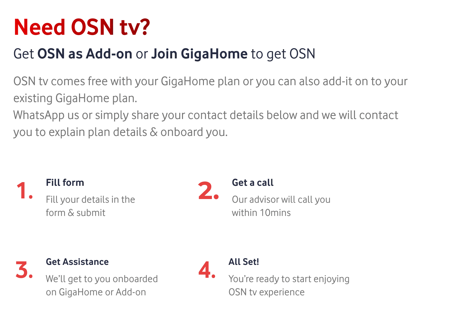 Need OSN tv form