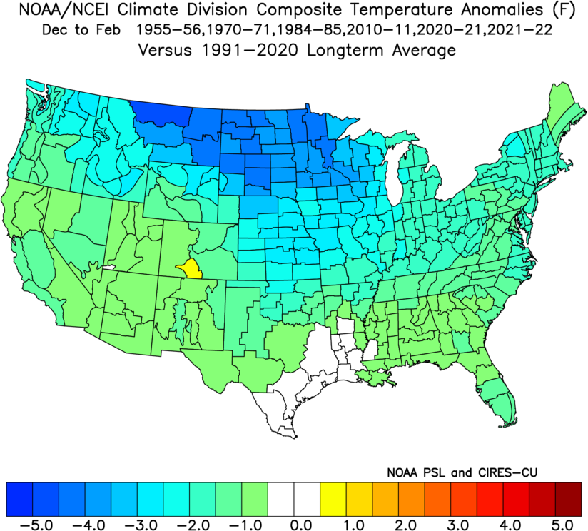 La Nina winter (DJF) moderate episodes