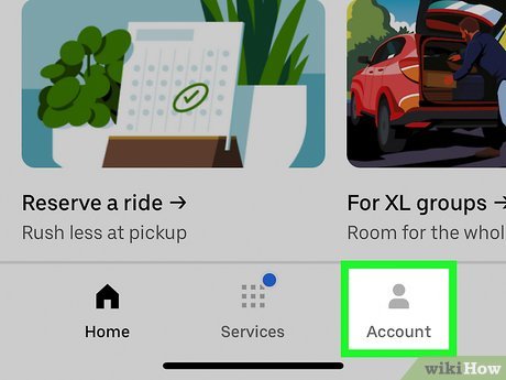 Step 2 Tap the Account menu.