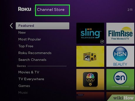 Step 2 Open the Channel Store section on the Roku interface.