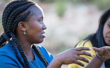 Two women talking