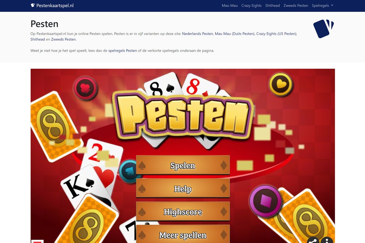 Pesten Kaartspel site