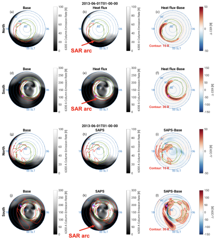 Heat flux/SAPS impacts on SAR arcs